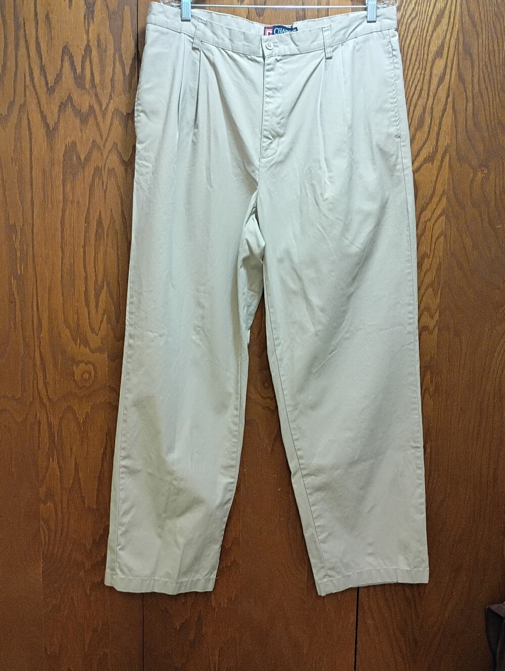 Chaps Men's Beige Pleated Casual Pants
